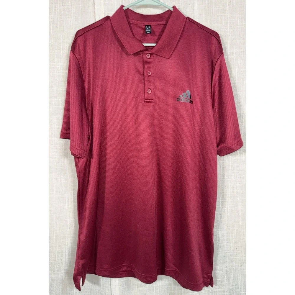 Adidas Men's XL Polo Collared Short Sleeve Shirts Lot of 3 Green Blue Burgundy